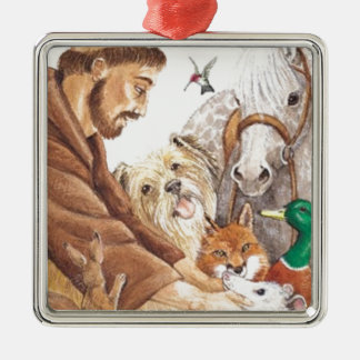 St. Francis & Animals, pet, pin, sleutelhanger, hu Metalen Ornament