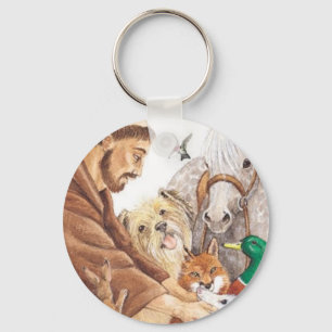 St. Francis & Animals, pet, pin, sleutelhanger, hu Sleutelhanger
