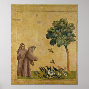 St. Francis die van Assisi aan de vogels prediken Poster