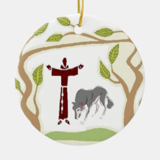 St. Francis en het Wolf stropdas, cadeaudoos, kett Keramisch Ornament
