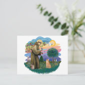 St Francis (ff) - Oranje Tabby cat Briefkaart (Staand voorkant)