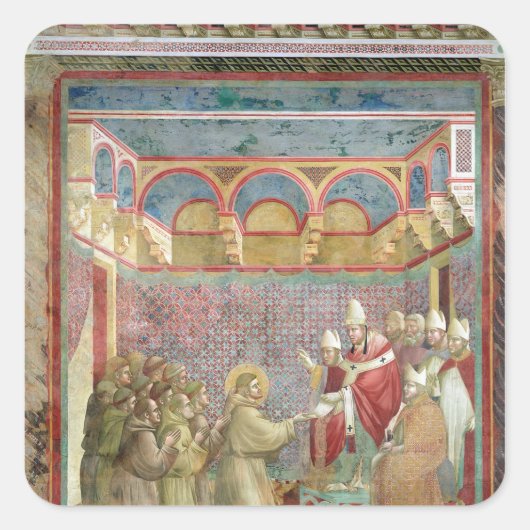 St. Francis krijgt goedkeuring Vierkante Sticker (Voorkant)