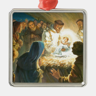 St Francis met Baby Jesus kerstcadeau nativiteit Metalen Ornament