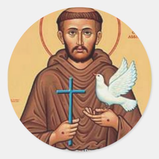 St. Francis met Dove Ronde Sticker (Voorkant)