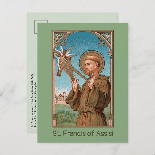 St. Francis of Assisi, Pater Seraphicus (SAU 040) Briefkaart (Voorkant / Achterkant)