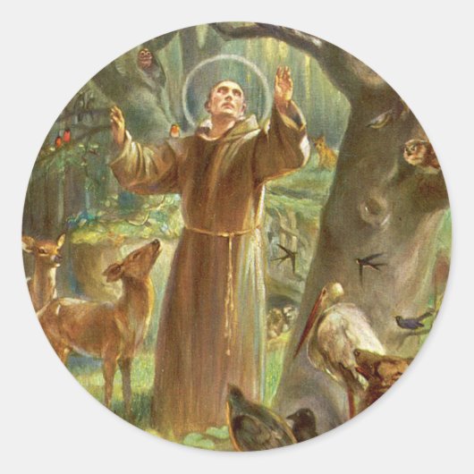 St Francis of Assisi preaching to animals Ronde Sticker (Voorkant)