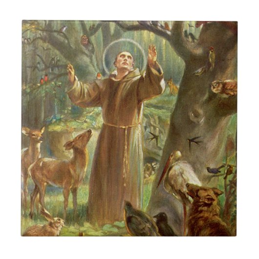St Francis of Assisi preaching to animals Tegeltje (Voorkant)