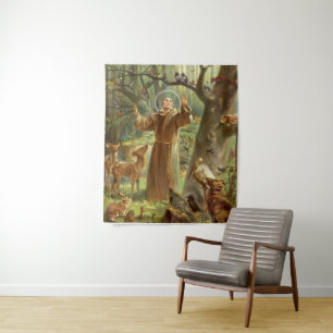 St Francis of Assisi preaching to animals Wandkleed