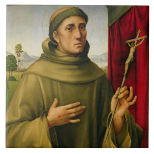 St. Francis of Assissi, c.1490 (tempera op panel) Tegeltje