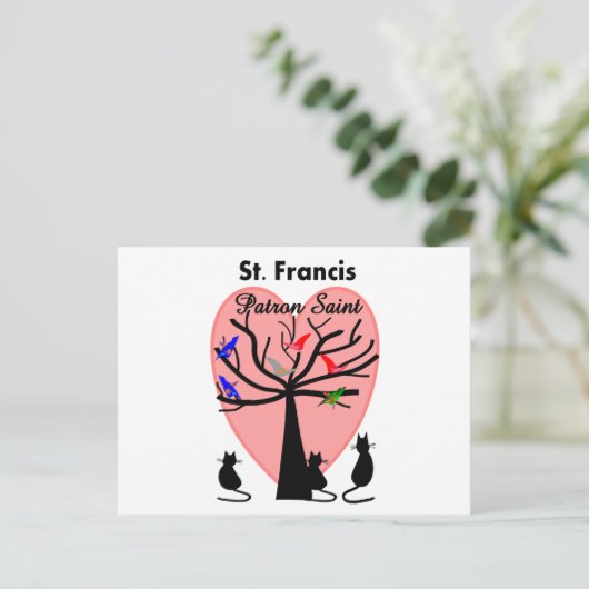 St Francis Patron Saint-Unieke boom en dieren Briefkaart (Staand voorkant)