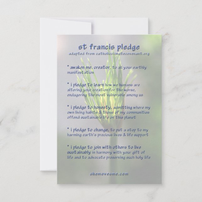 St Francis Pledge / Earth Charter card (Voorkant)