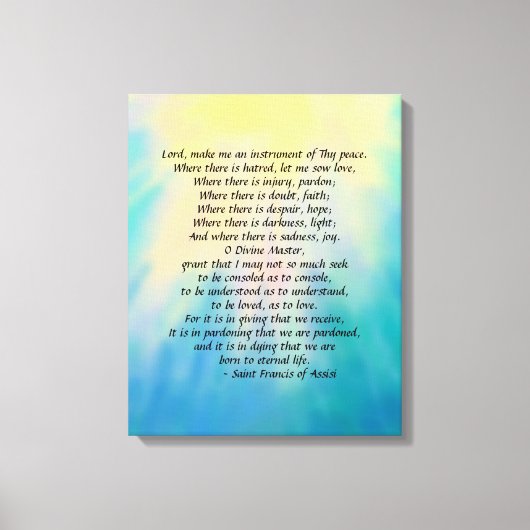 St. Francis' Prayer Canvas print (Voorkant)