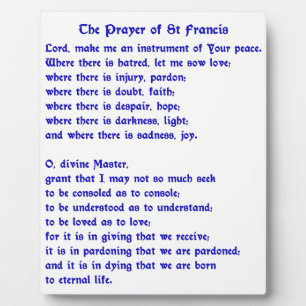 St Francis Prayer Fotoplaat
