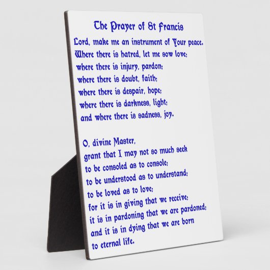 St Francis Prayer Fotoplaat (Zijkant)