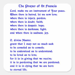 St Francis Prayer Vierkante Sticker