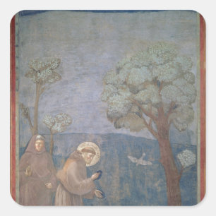 St. Francis Preaching to the Birds, 1297-1999 Vierkante Sticker
