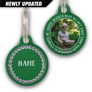 St Francis Safe Pet Protector Name Photo Bedazzled Huisdierpenning