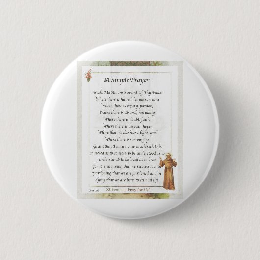 st. francis simpele gebed ronde button 5,7 cm (Voorkant)