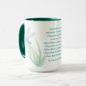 St. Francis van Assisi Dragonfly in Blue Aqua Mok (Voorkant links)