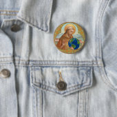 St. Francis van Assisi Holding Earth Ronde Button 5,7 Cm (In situ)