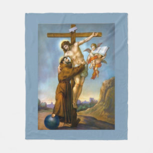 St. Francis van Assisi Jesus Crucifixion Angels Fleece Deken