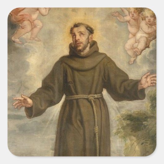St. Francis van Assisi Patron Saint of Animals Vierkante Sticker (Voorkant)