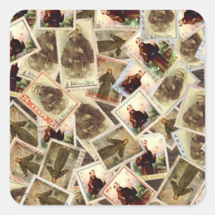 St. Francis van Assisi Postage Stamps Vierkante Sticker