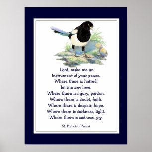 St. Francis van Assisi Prayer met Magpie Bird Poster
