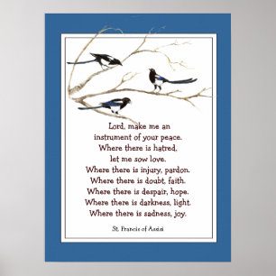 St. Francis van Assisi Prayer met Magpie Birds Poster