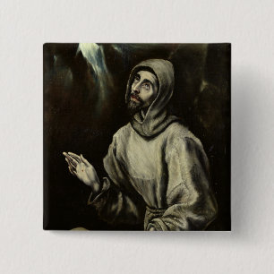 St. Francis van Assisi Vierkante Button 5,1 Cm