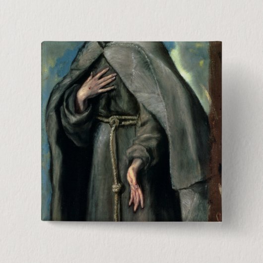 St.Francis van Assisi Vierkante Button 5,1 Cm (Voorkant)