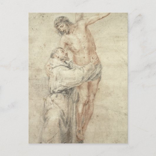 St. Francis verwerpt de wereld en Embracing Briefkaart (Voorkant)