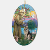 St Francis (W) - Duitse Herder (C) Keramisch Ornament (Links)