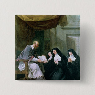 St. Francois de Sales Giving the Rule Vierkante Button 5,1 Cm