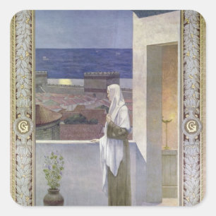 St. Genevieve Watches over de slaapstad Vierkante Sticker