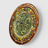 ST.GEORGE, BRONZE MEDALLION FLORAL CROWN GROTE KLOK (Hoek)