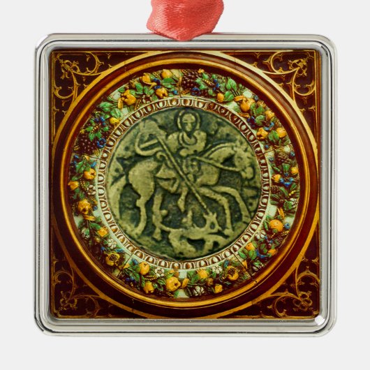 ST.GEORGE, BRONZE MEDALLION FLORAL CROWN METALEN ORNAMENT (Voorkant)