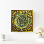 ST.GEORGE, BRONZE MEDALLION FLORAL CROWN VIERKANTE KLOK (Huis)