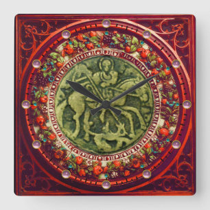 ST.GEORGE, BRONZE MEDALLION FLORAL CROWN VIERKANTE KLOK