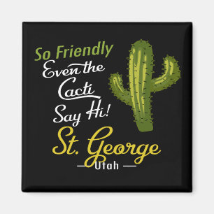 St George Cactus Funny Retro Magneet