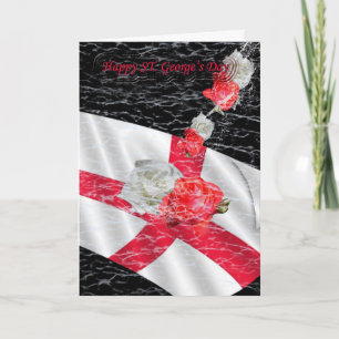 St. George de Engelse Vlag van de Dag en rozenwit Kaart