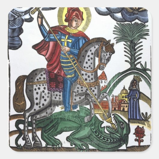 St. George doden draak Vierkante Sticker (Voorkant)