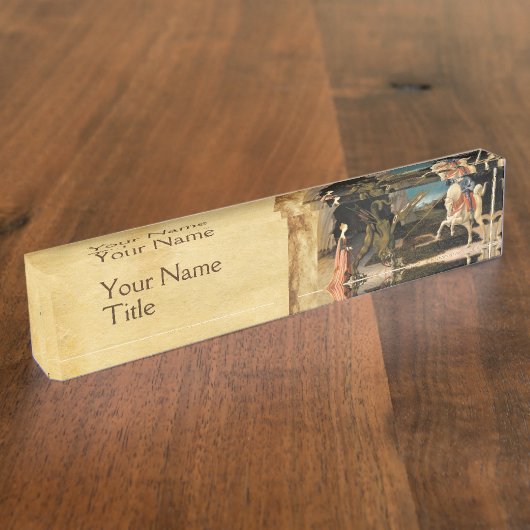 ST. GEORGE, DRAAK EN PRINSES PERKAMENT NAAMBORDJE (Zijkant)