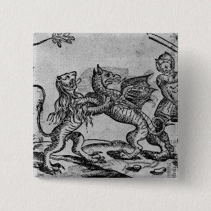 St. George en de Draak Vierkante Button 5,1 Cm