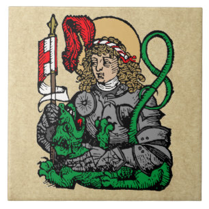 St. George en de Dragon (Neurenberg) keramische te Tegeltje
