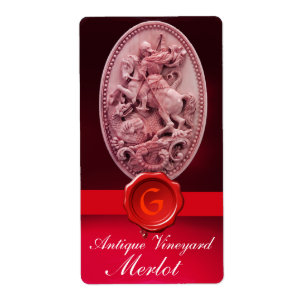 ST.GEORGE EN DRAGON RED WAX SEAL MONOGRAM Wine Etiket