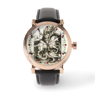 ST. GEORGE EN DRAGON, zwart wit Horloge