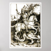 ST. GEORGE EN DRAGON, zwart wit Poster (Voorkant)