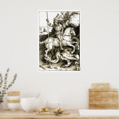 ST. GEORGE EN DRAGON, zwart wit Poster (Keuken)