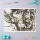 ST. GEORGE EN DRAGON, zwart wit Tissuepapier (Craft)